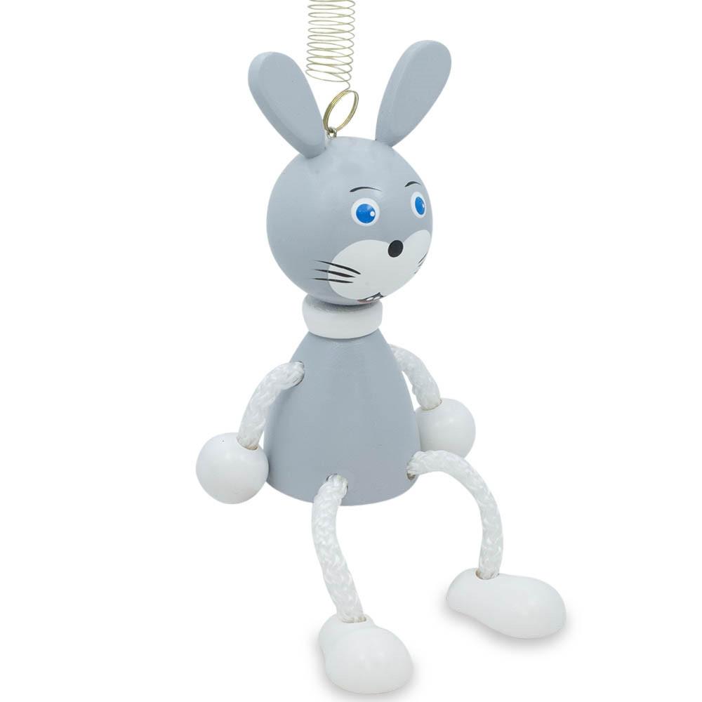 Jumping Rabbit Wooden Doll on a Spring 4 Inches