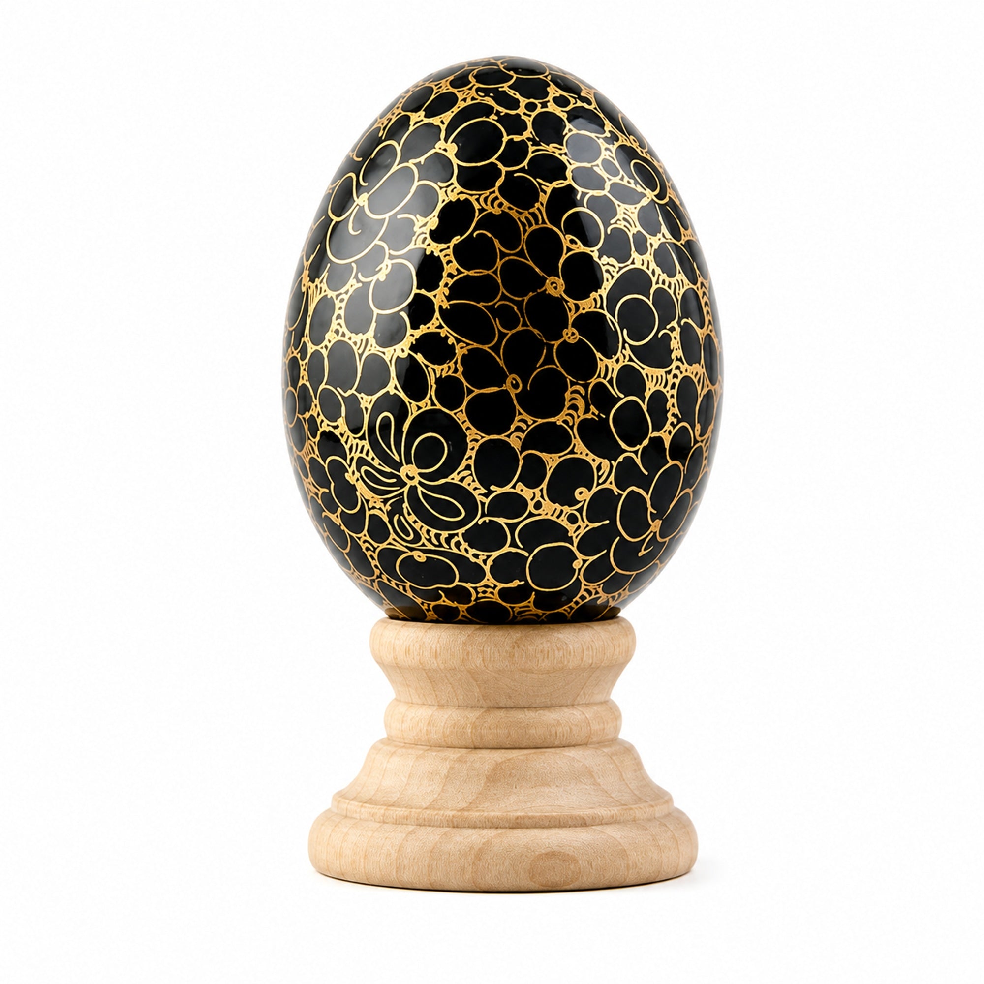 Golden Circles Hand Painted Wooden Easter Egg