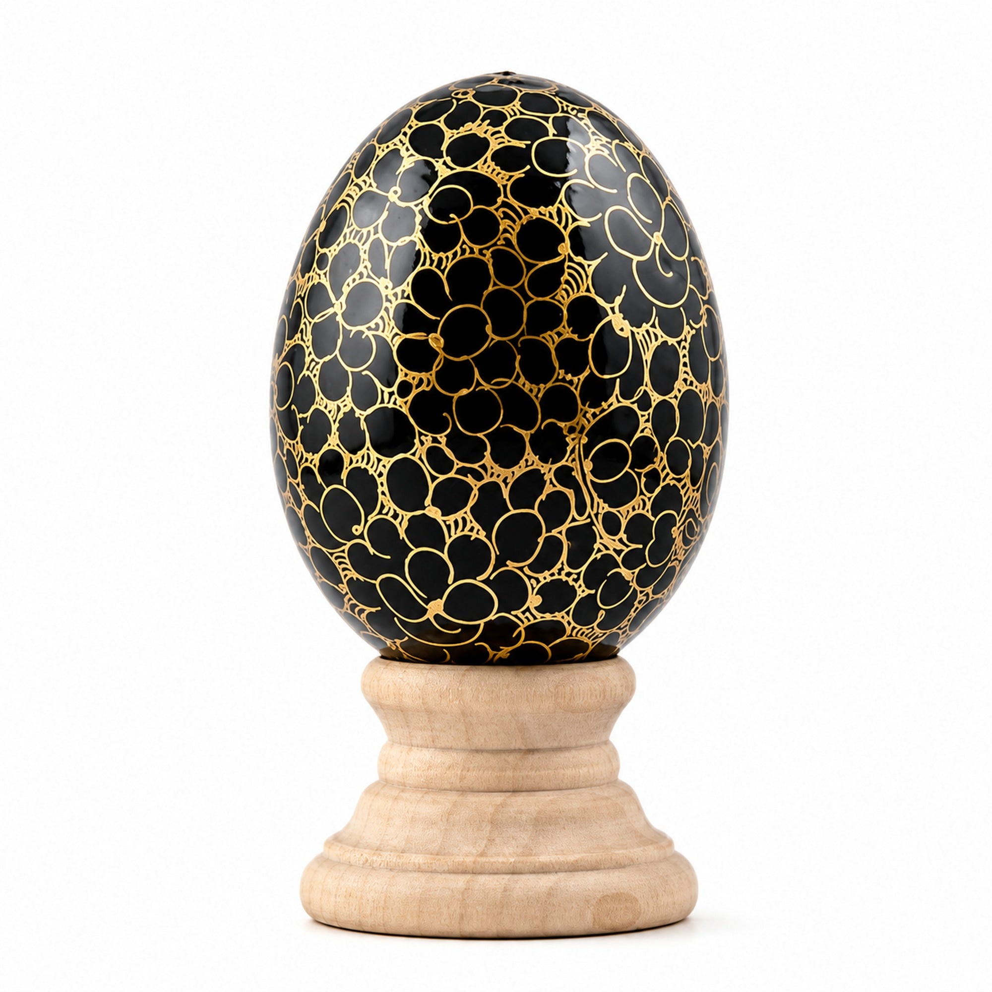 Golden Circles Hand Painted Wooden Easter Egg
