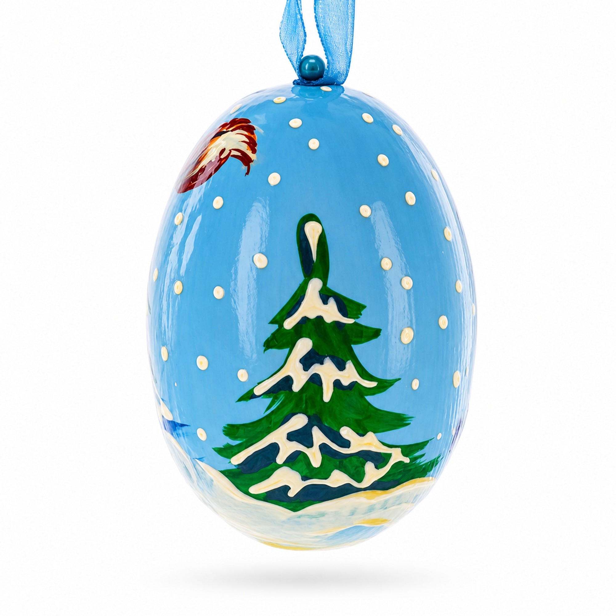 Girl Giving Candy to Squirrel Wooden Christmas Ornament