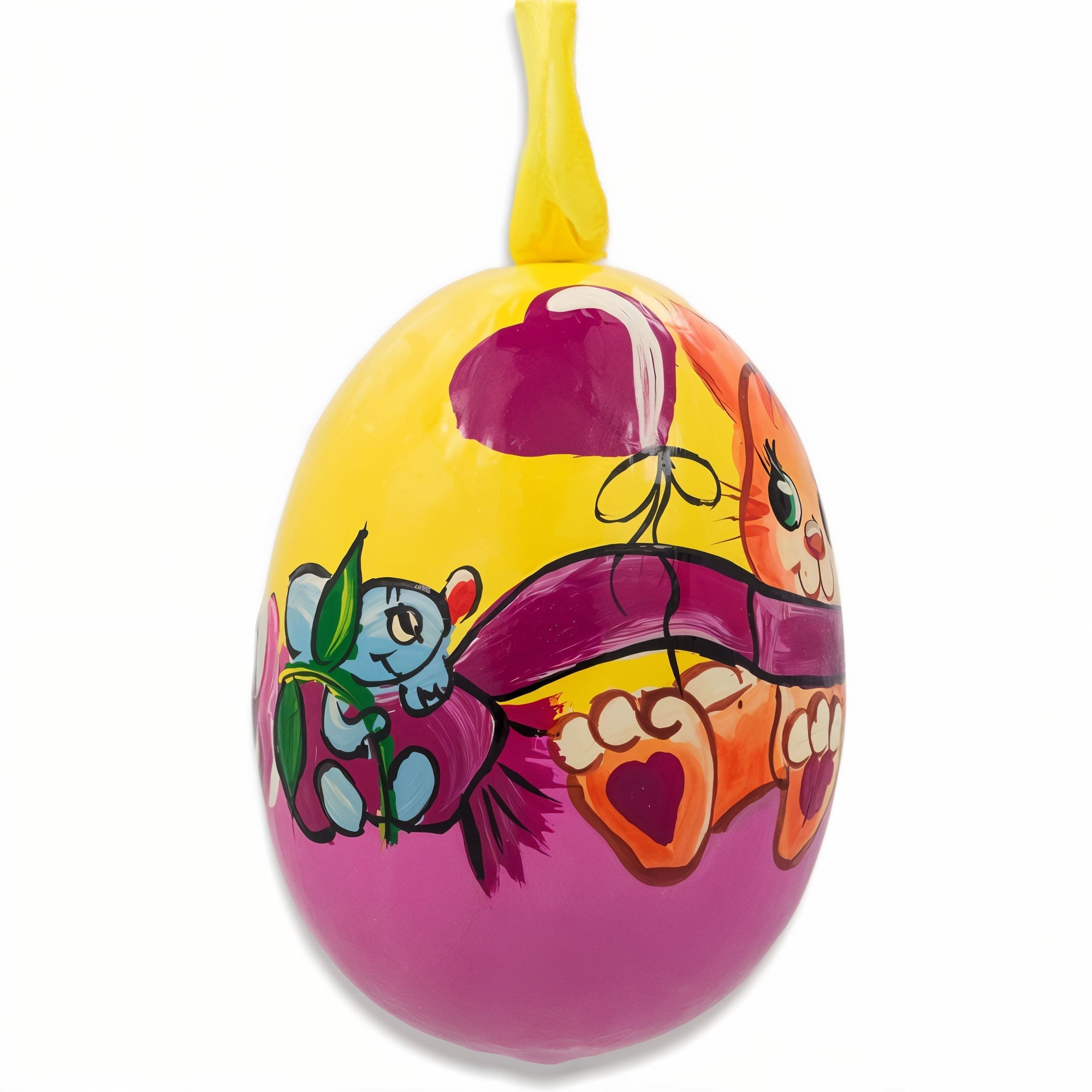 Cat with Balloon and Roses Wooden Christmas Ornament 3 Inches