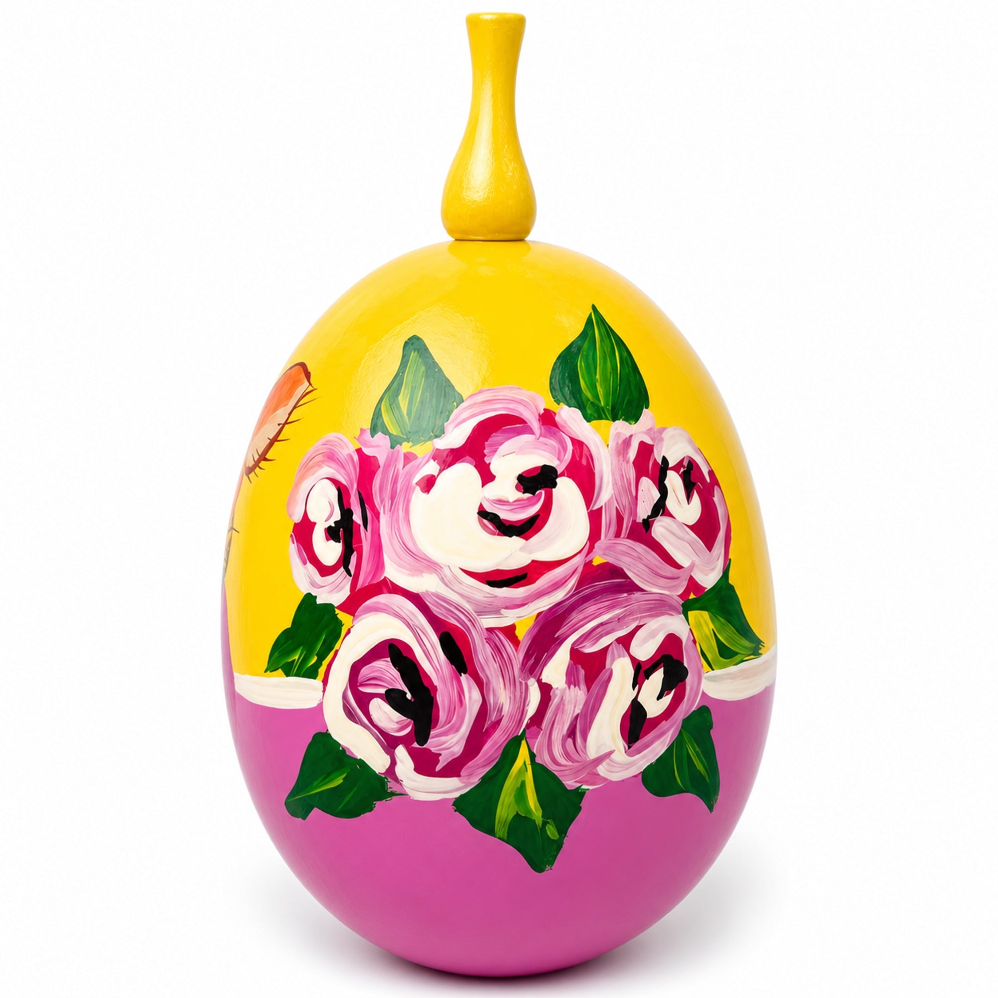 Cat with Balloon and Roses Wooden Christmas Ornament 3 Inches