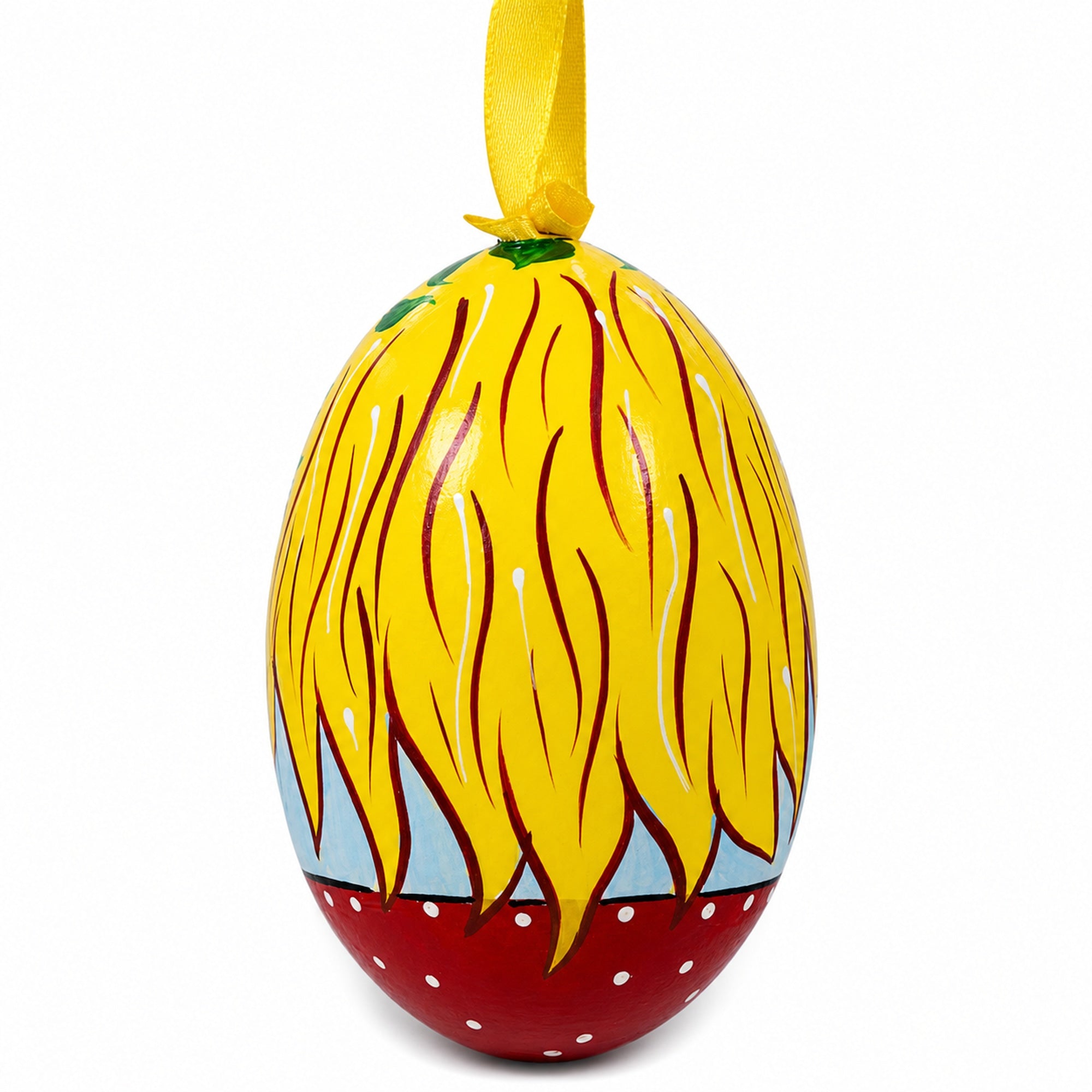 Doll with Sunflower Wooden Egg Ornament 3 Inches