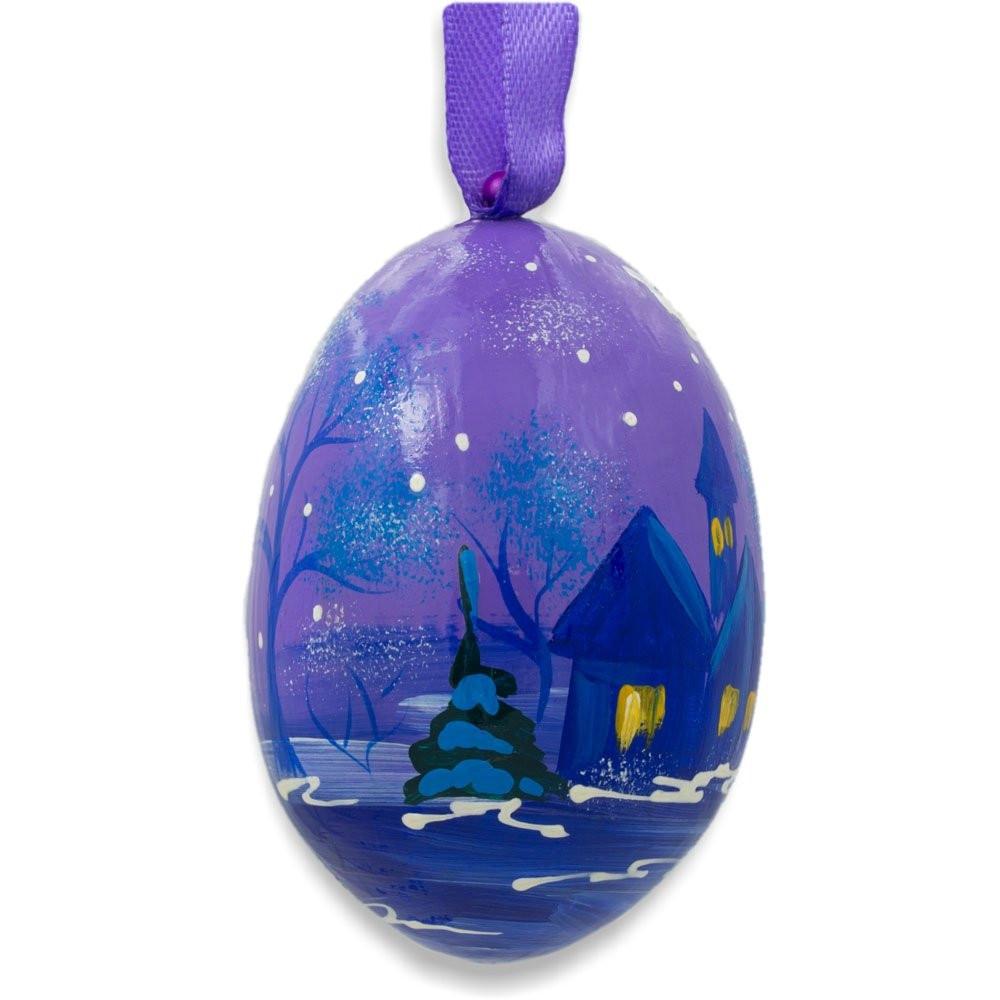 Angel Making it Snow at Night Wooden Christmas Ornament 3 Inches
