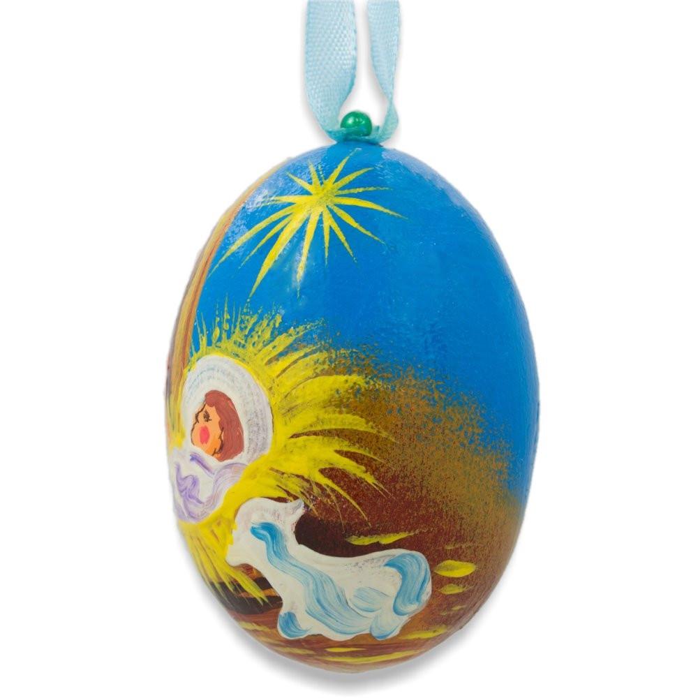 Wiseman, Lamb and Jesus Nativity Scene Wooden Christmas Ornament 3 Inches