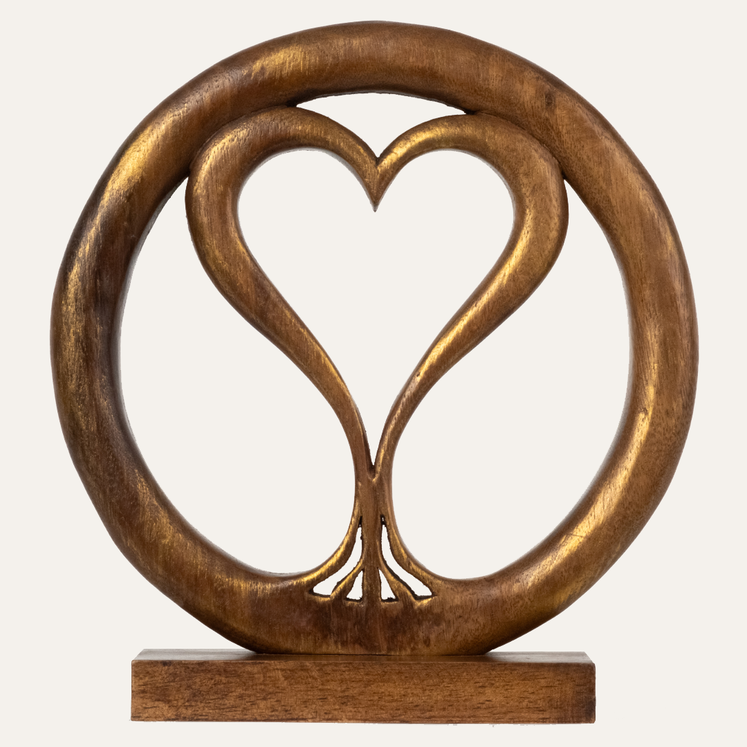 Solid Wood Heart Sculpture - Unique Gift from Daughter, Son, Husband, Mantel Decor - Gift for Mom