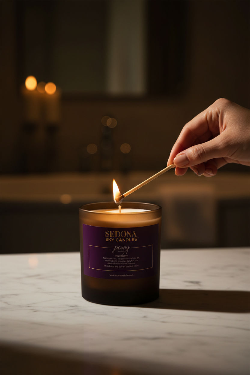Luxury Peony Candle - Natural Coconut Wax | Sedona Sky