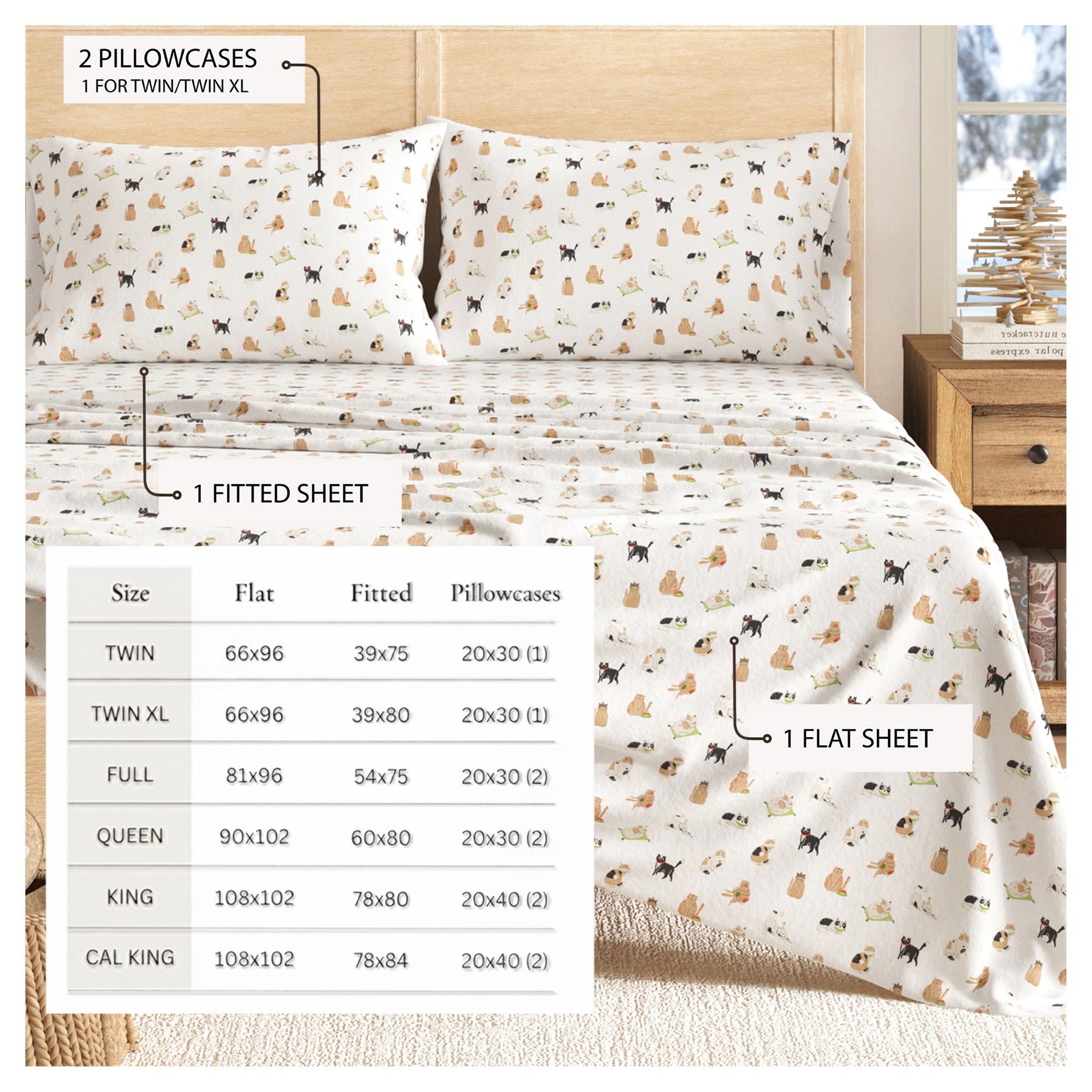 Turkish Cotton Christmas Flannel Sheet - Whittaker Collection