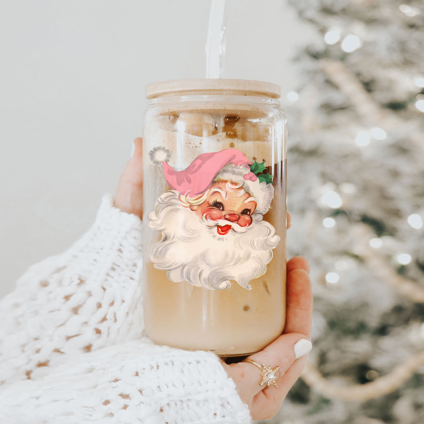 Vintage Pink Santa 17oz
