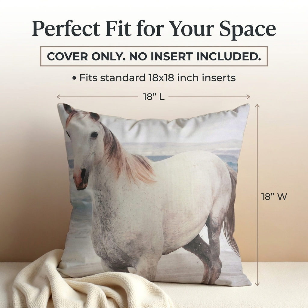 Horse Throw Pillow - 18x18 Inch Decorative Pillow Covers With Nature Inspired Design