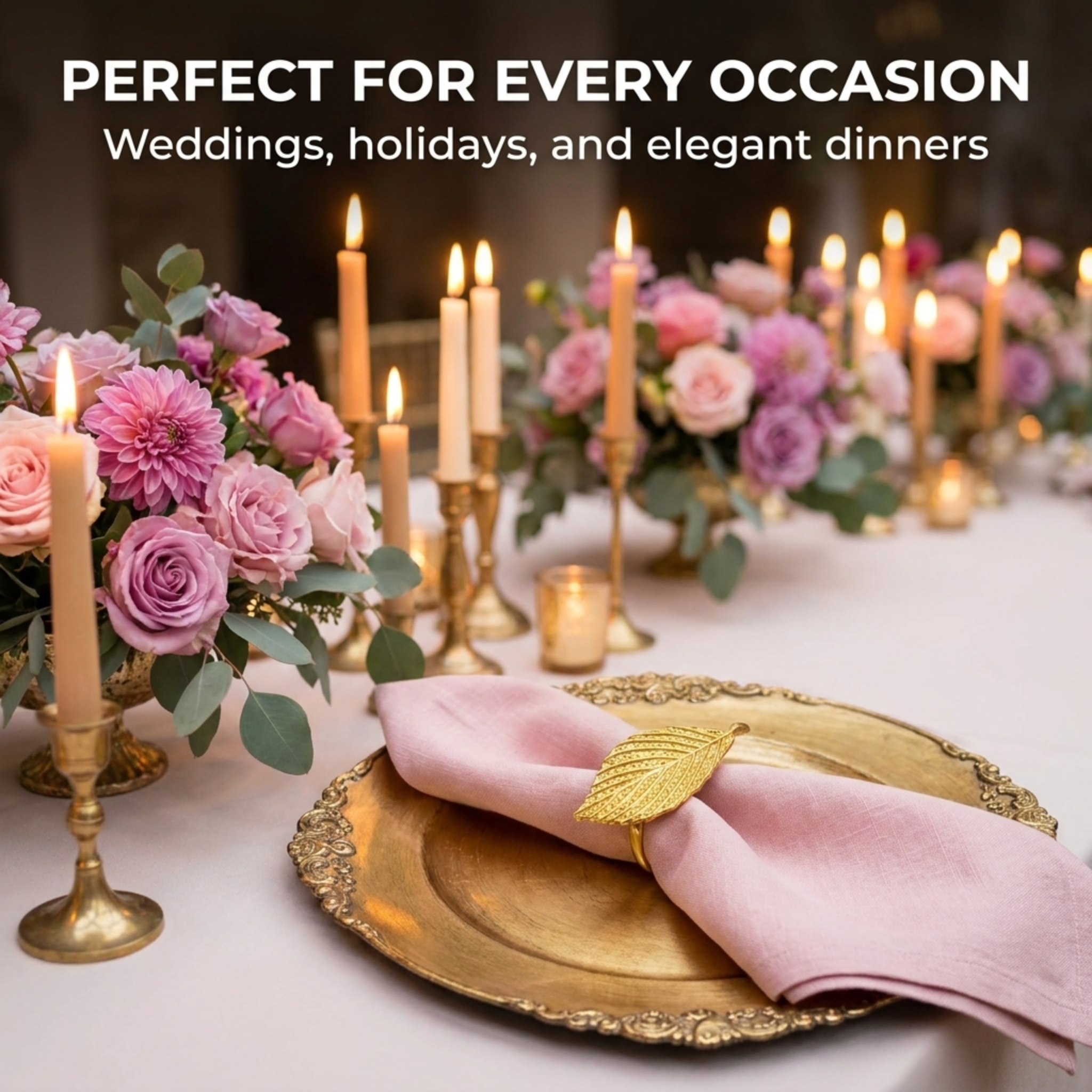 Gold Leaf Napkin Rings – Elegant Rust Resistant Table Decor Rings for Dining
