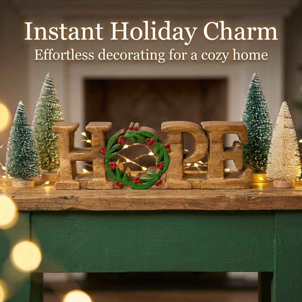Wooden Hope Sculpture – Handmade Acacia Wood Sign | Inspirational Home Accent