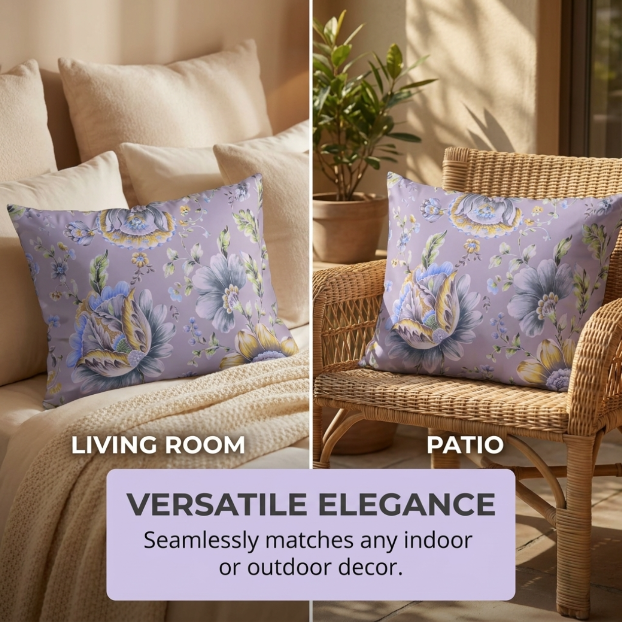 Floral Throw Pillow Covers - 20 x 20 Inches | Printed Cushion Covers, Soft Fabric