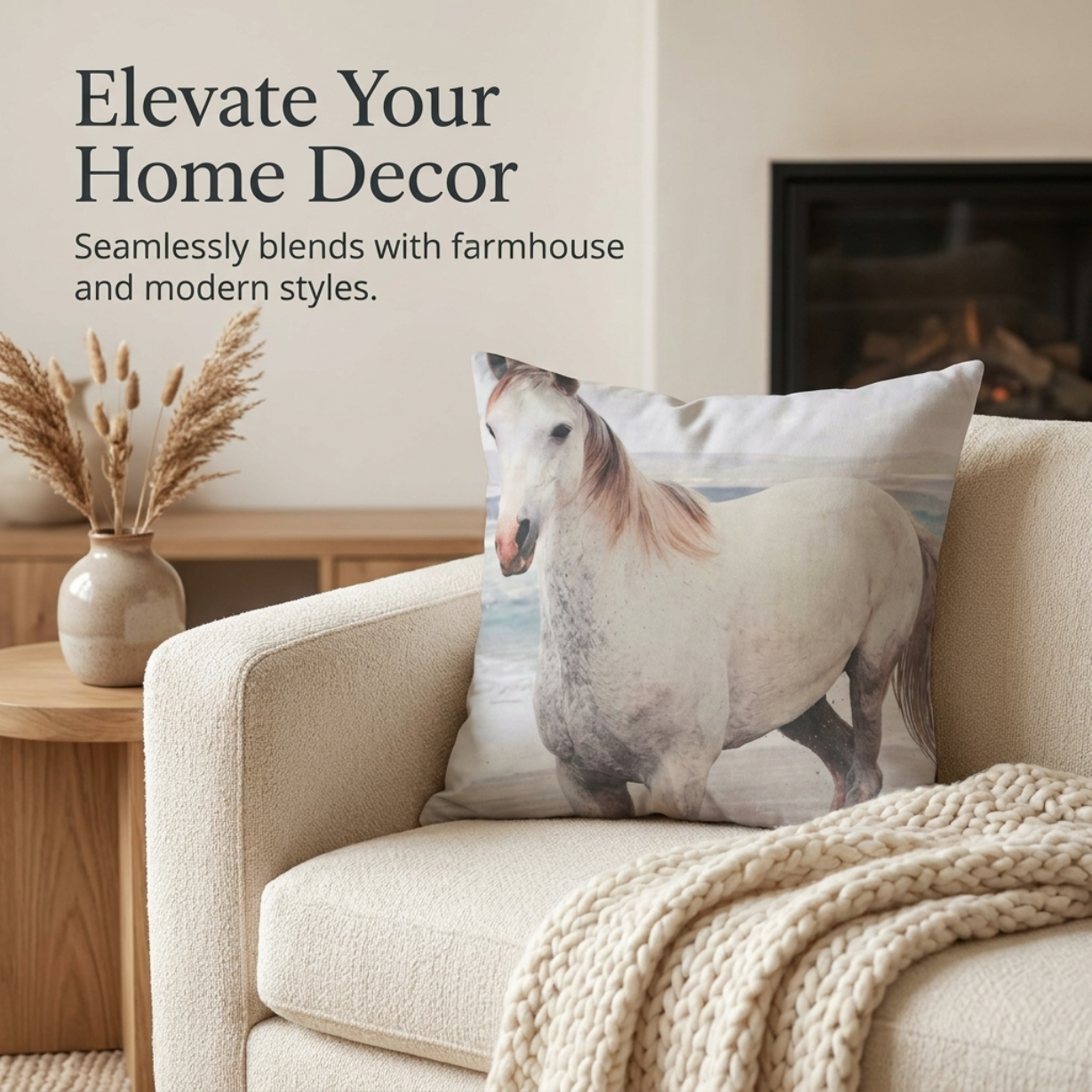 Horse Throw Pillow - 18x18 Inch Decorative Pillow Covers With Nature Inspired Design