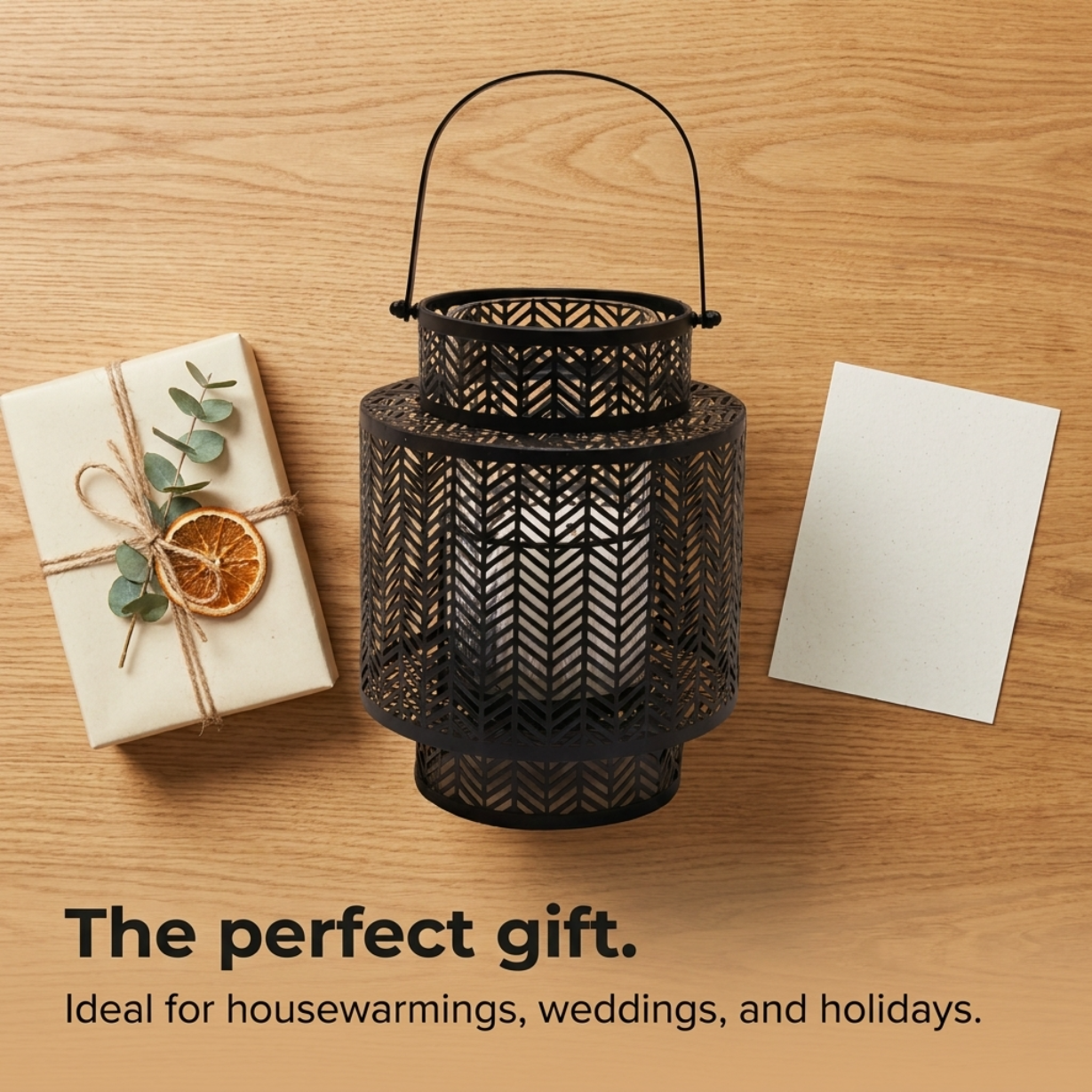 Hanging Candle Lantern – Black Mesh Lantern Design with Cozy Flickering Light