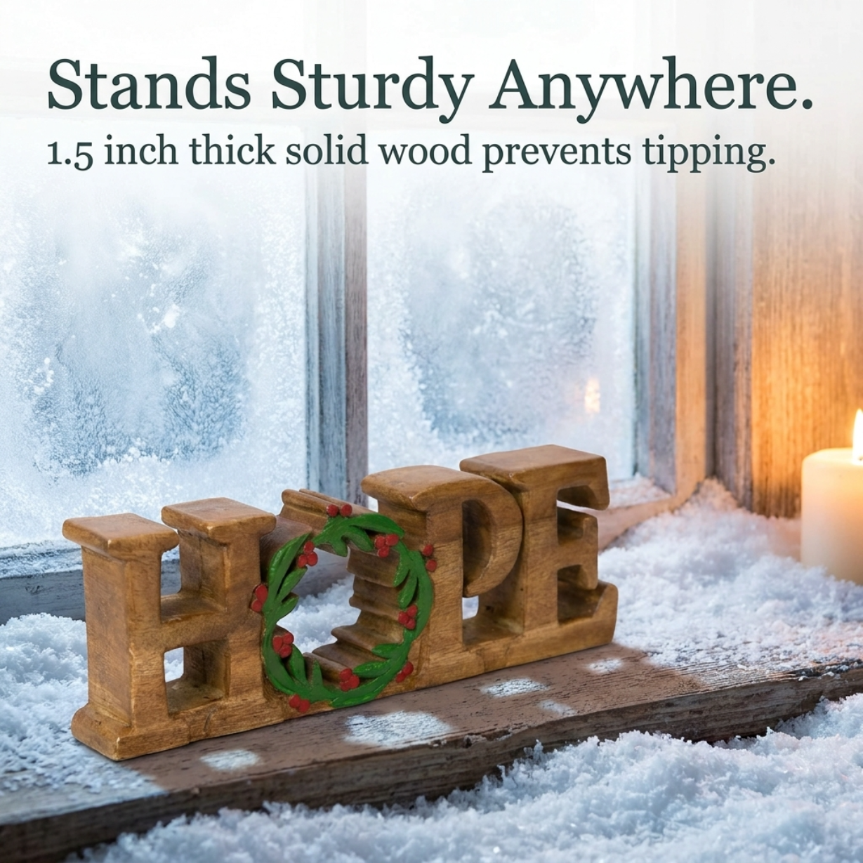 Wooden Hope Sculpture – Handmade Acacia Wood Sign | Inspirational Home Accent