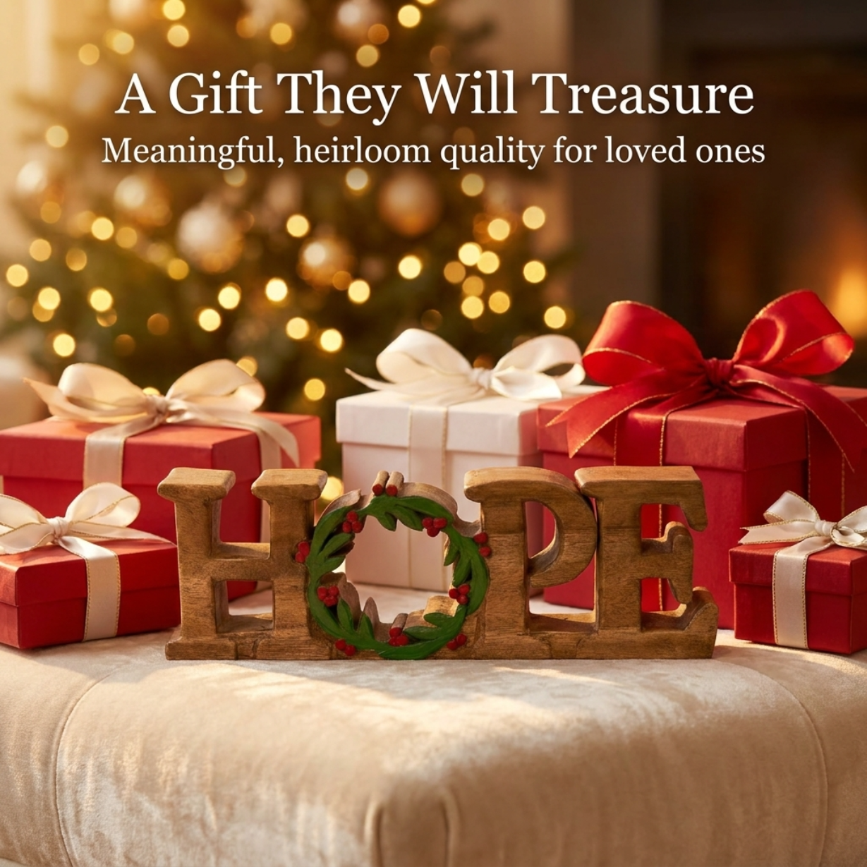 Wooden Hope Sculpture – Handmade Acacia Wood Sign | Inspirational Home Accent