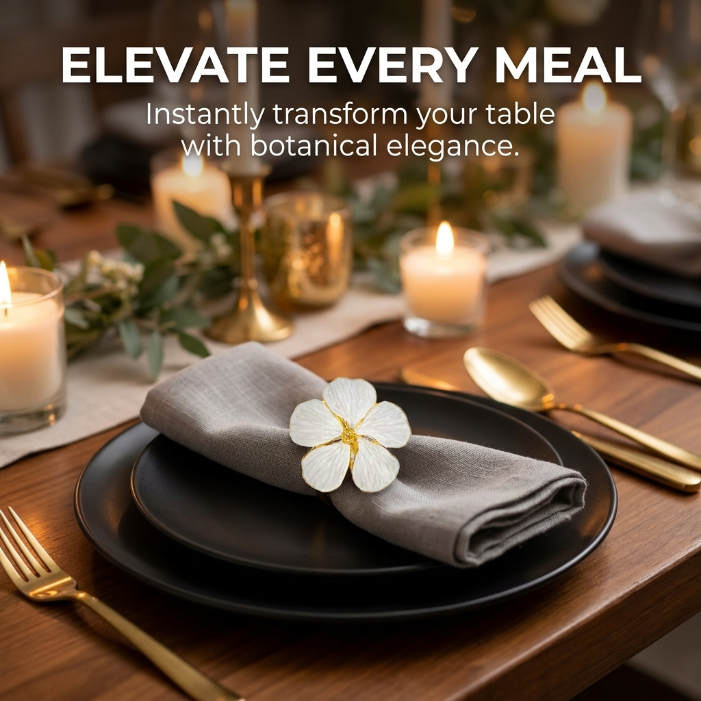 Gold Napkin Rings – Elegant Flower Design Decorative Table Napkin Holders