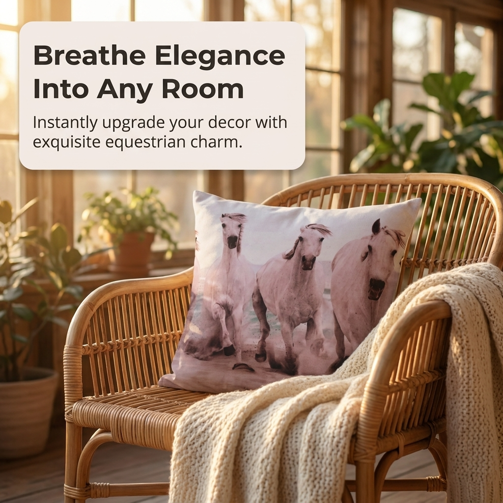 Horse Throw Pillow - 18x18 Inch Decorative Pillow Covers With Zipper Closure