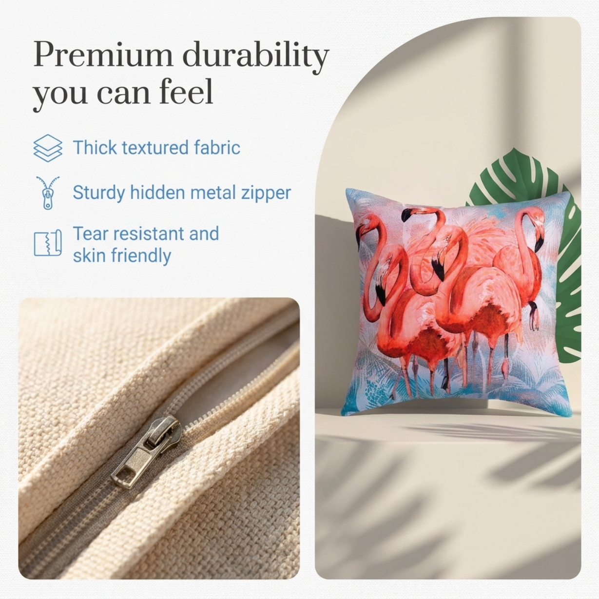 Flamingo Throw Pillow - Set of 4 Decorative Cushion Covers 18x18 Inches