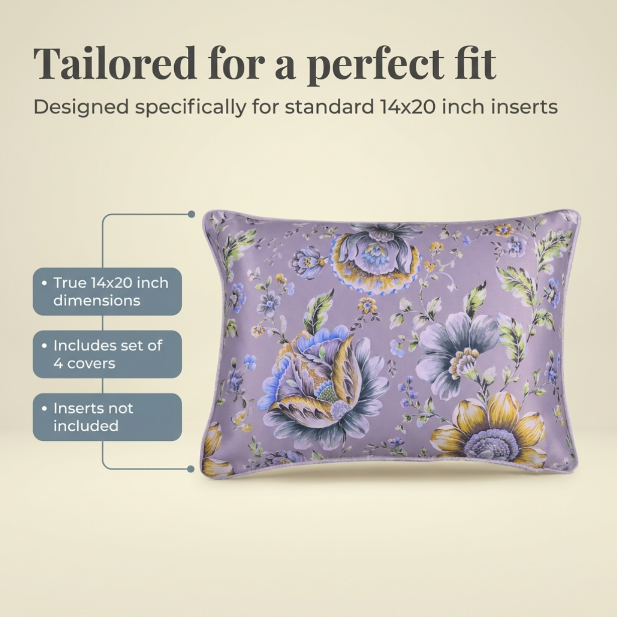 Floral Throw Pillow Covers - 14 x 20 Inches | Premium Fabric Cushion Cases