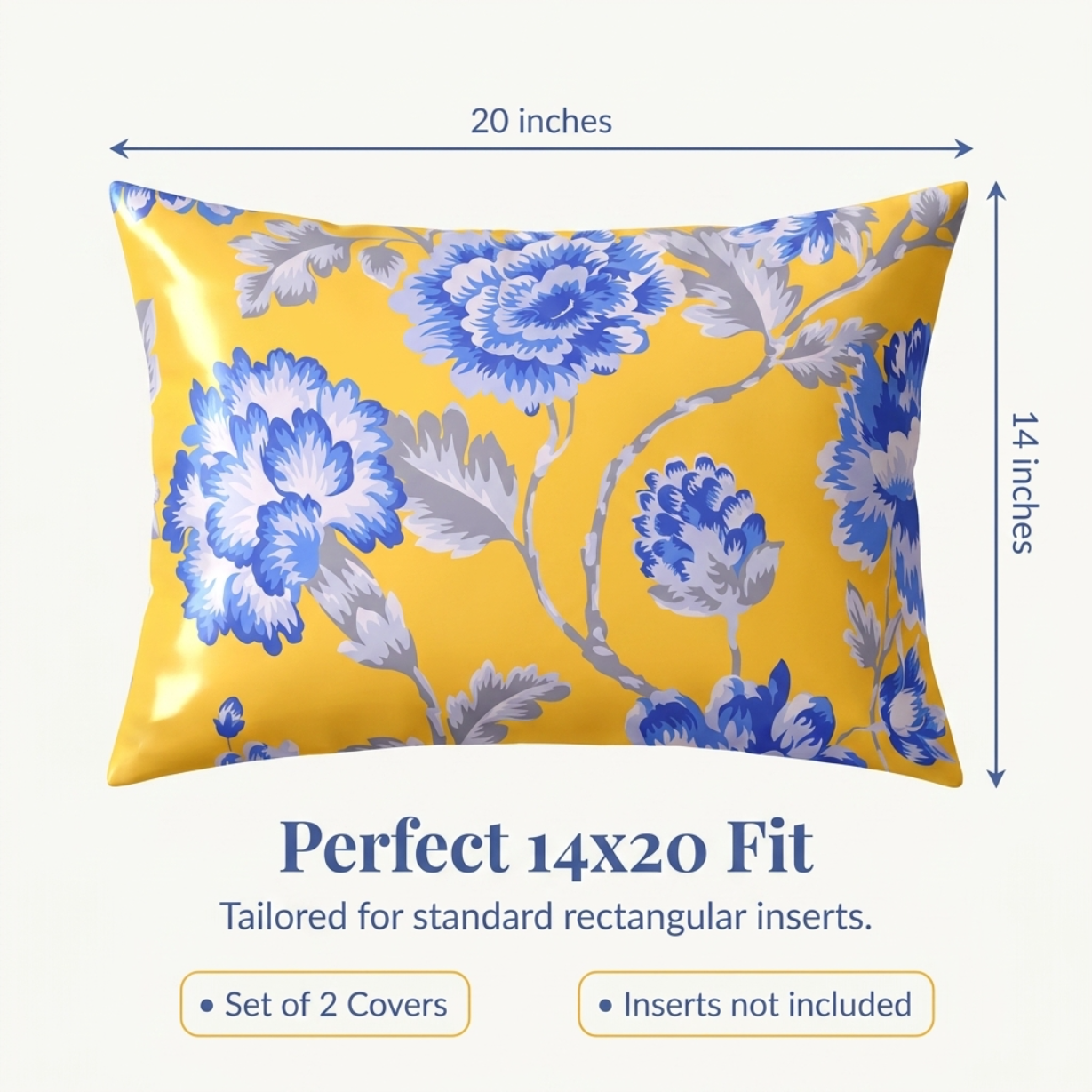 Floral Throw Pillow Covers - 14x20 Inch Decorative Cushion Covers with Zipper