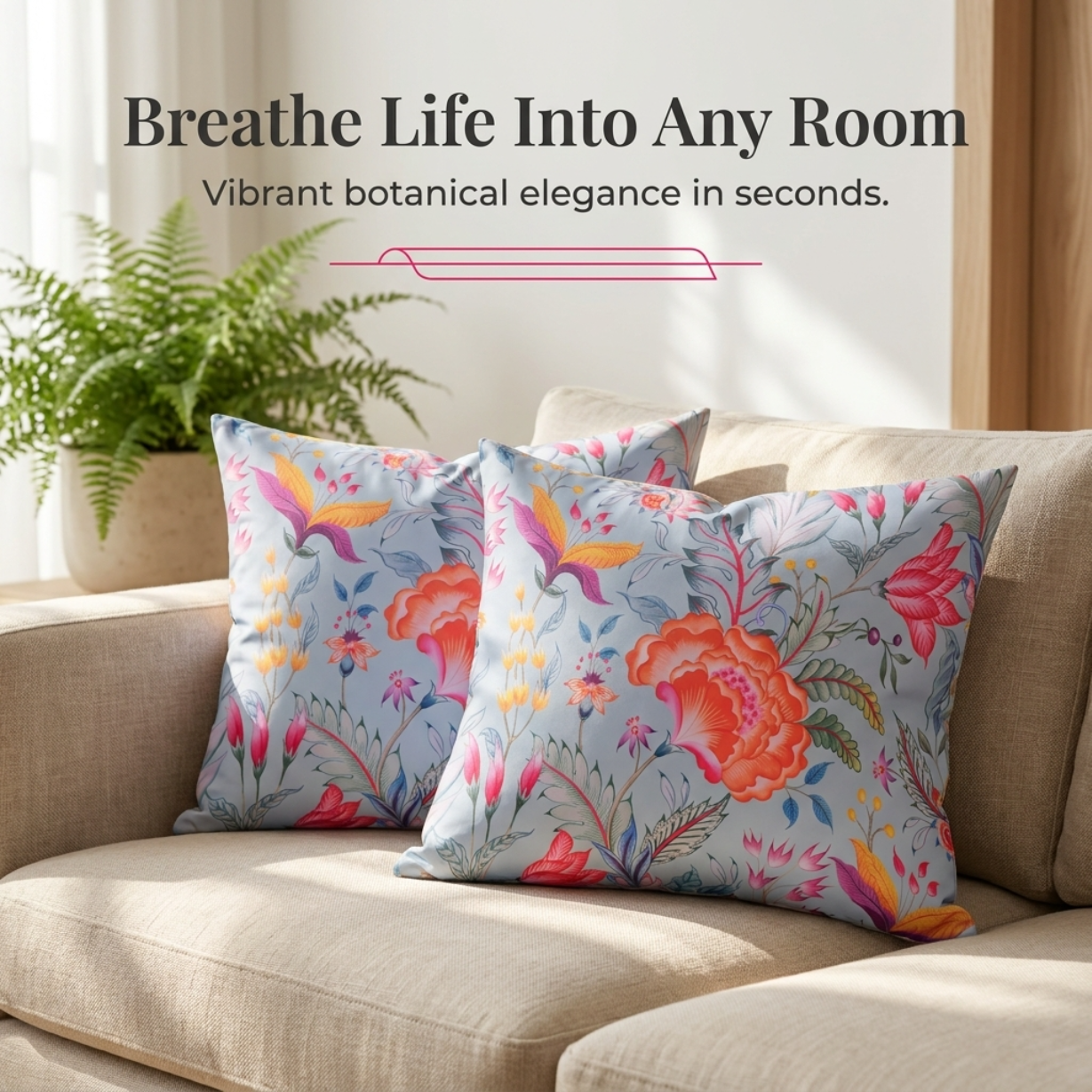 Floral Throw Pillow Cover - Blue 14x20 Pillow Case | Decorative Cushion Cover