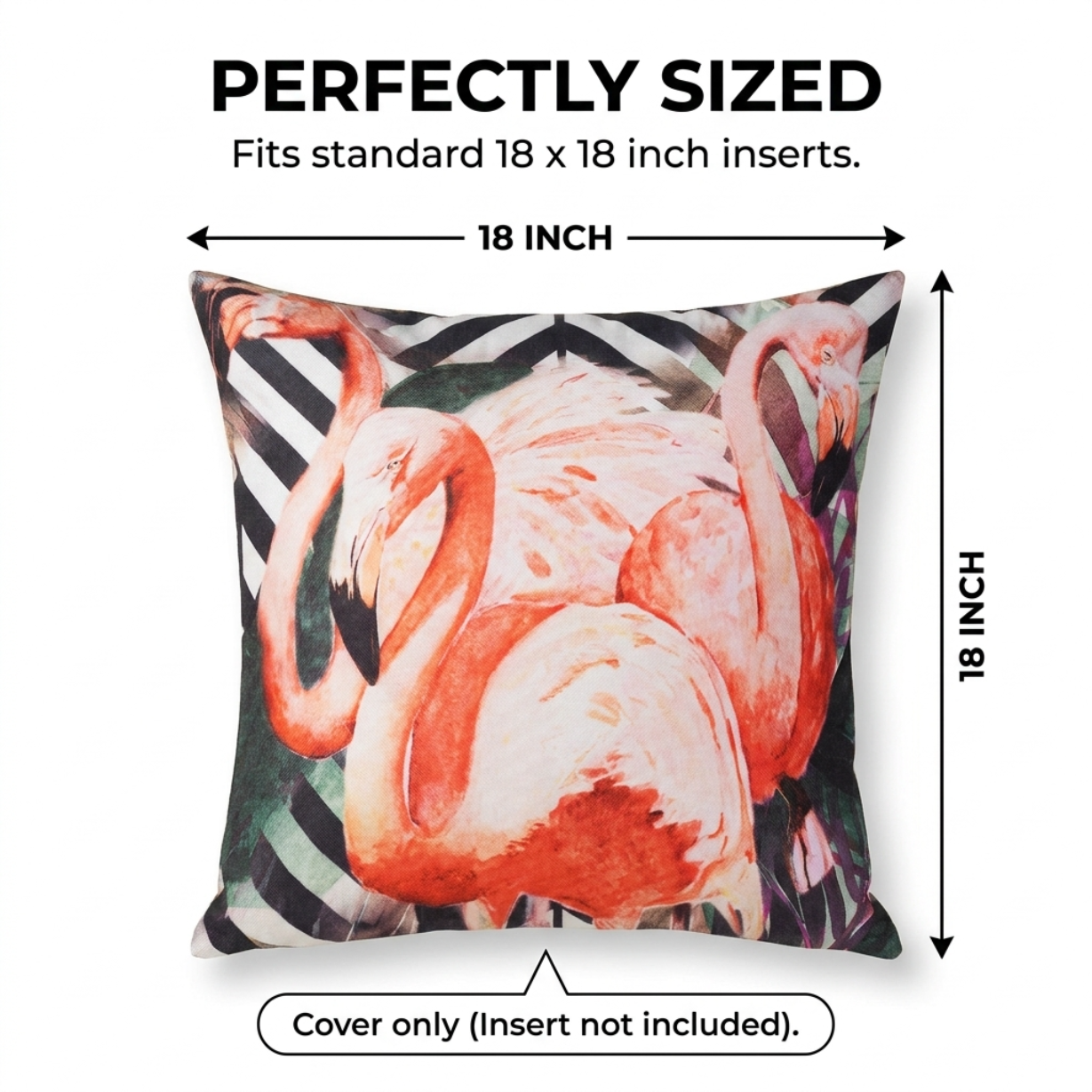 Flamingo Throw Pillow - 18x18 Pillow Cover With Embroidered Cushion Design