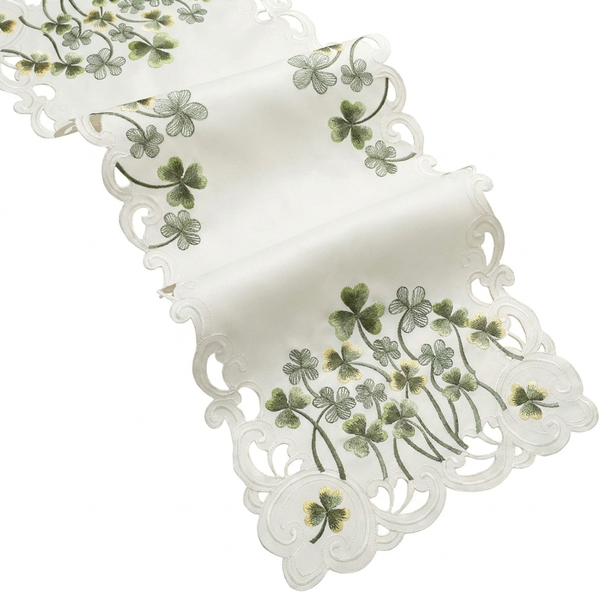 Ivory Table Runner - European Embroidery Rustic Linen Decor for Dining Tables
