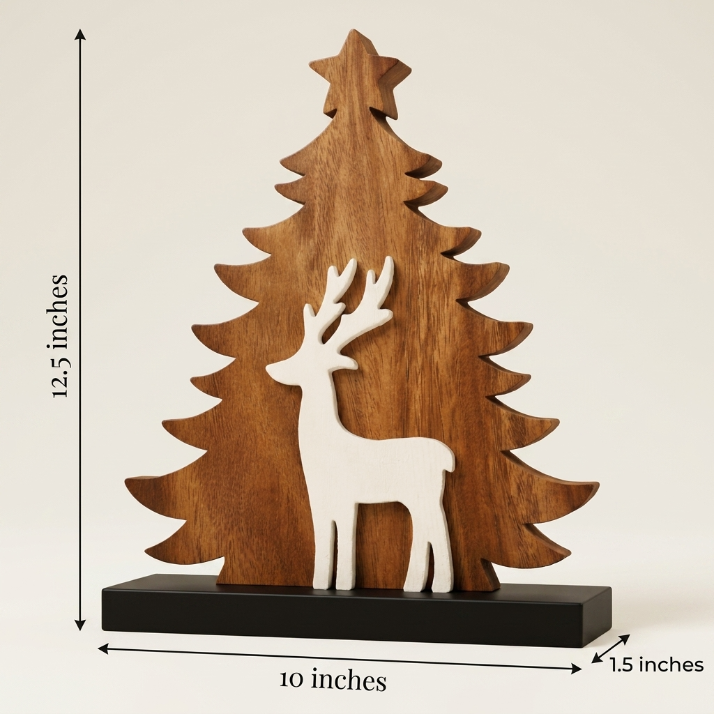 Evergreen Grace – Handmade Wooden Christmas Tree Sculpture, Festive Home Decor