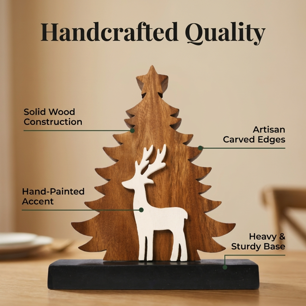Evergreen Grace – Handmade Wooden Christmas Tree Sculpture, Festive Home Decor