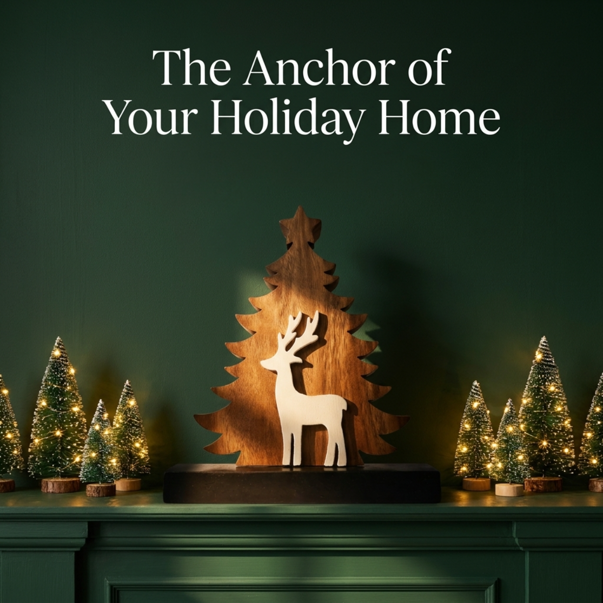Evergreen Grace – Handmade Wooden Christmas Tree Sculpture, Festive Home Decor