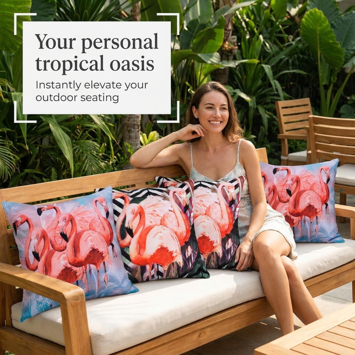 Flamingo Throw Pillow - Set of 4 Decorative Cushion Covers 18x18 Inches