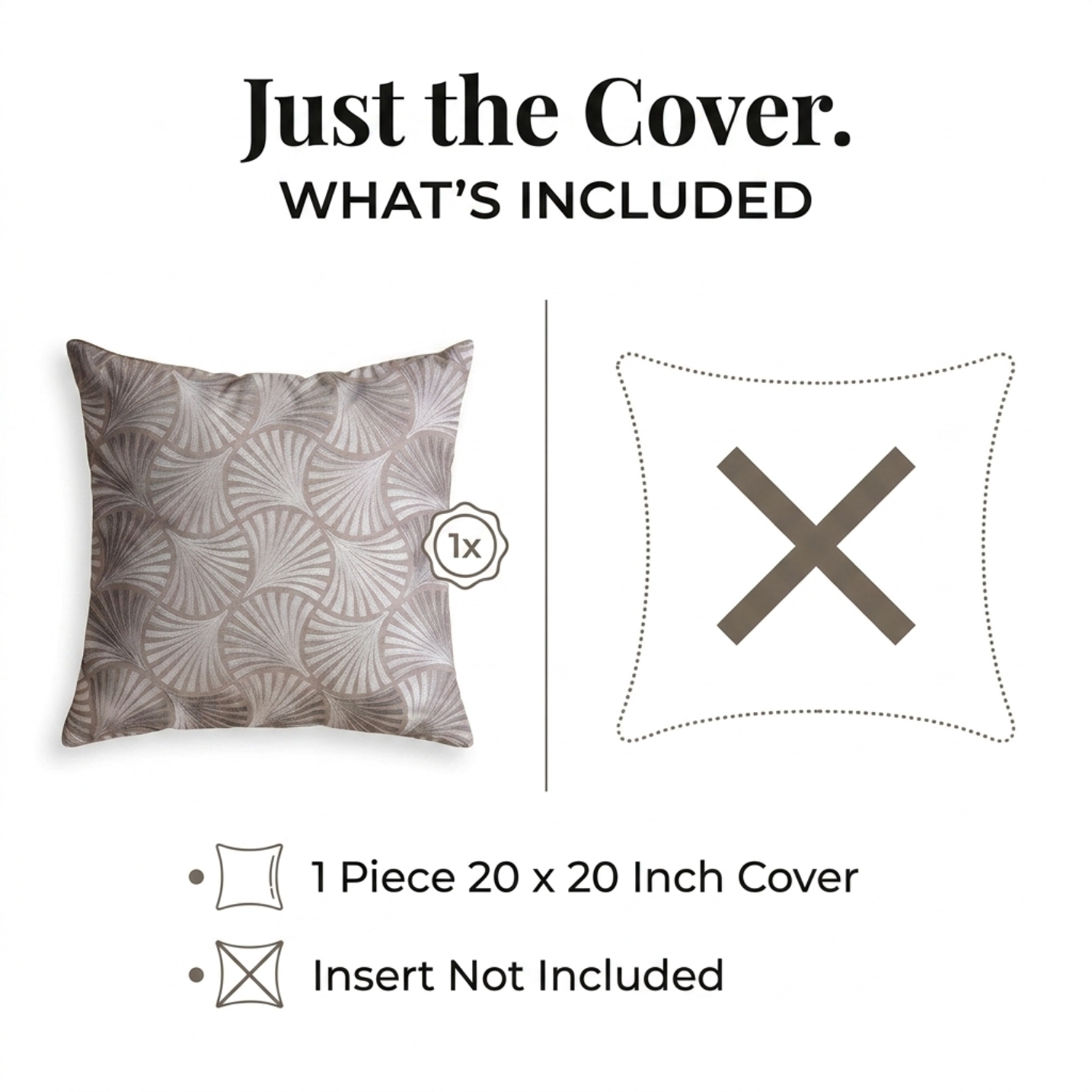Throw Pillow Covers - Beige Brown Linen Cushion Covers 20 x 20 Inch Zipper Closure