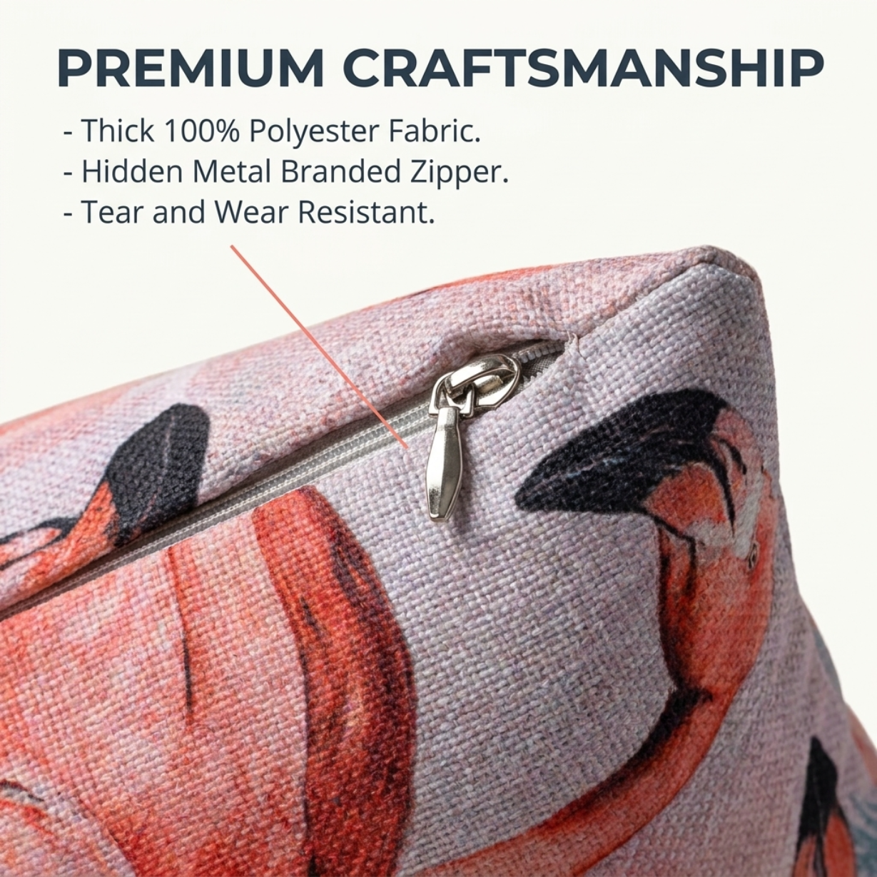 Flamingo Throw Pillow - Decorative Printed Cushion Covers 18x18 Inch with Zipper Closure