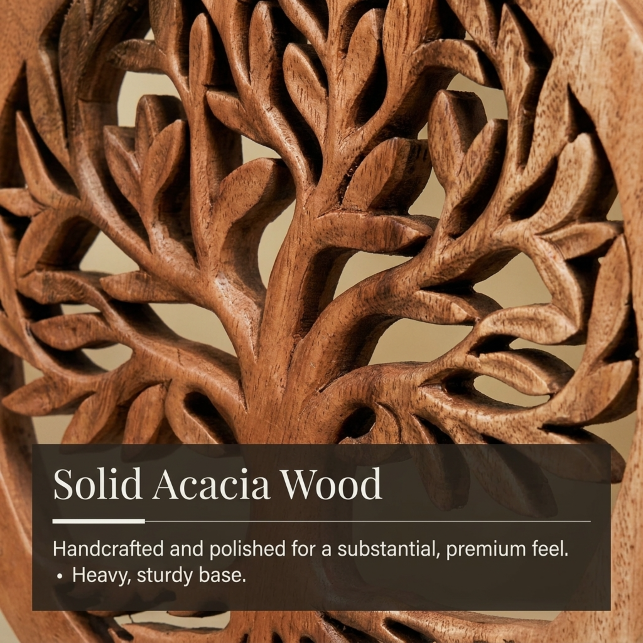 Tree of Life Sculpture - Medium Handmade Wooden Art | Acacia Wood Decor Gift