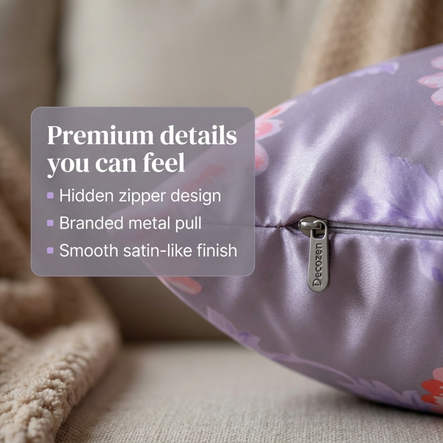 Floral Throw Pillow Covers - 20 x 20 Inches | Pink & Gray Decorative Cushion
