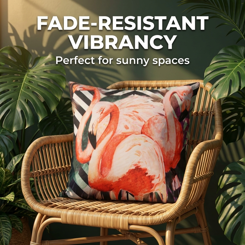 Flamingo Throw Pillow - 18x18 Pillow Cover With Embroidered Cushion Design