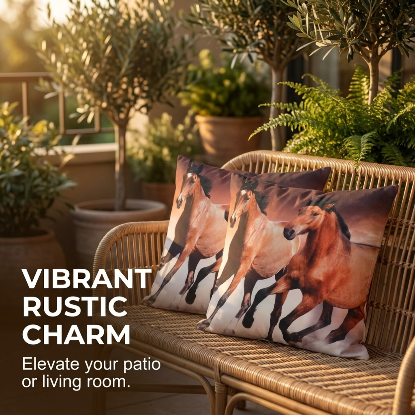 Horse Throw Pillow - Decorative 18x18 Inch Polyester Pillow Covers With Zipper Closure