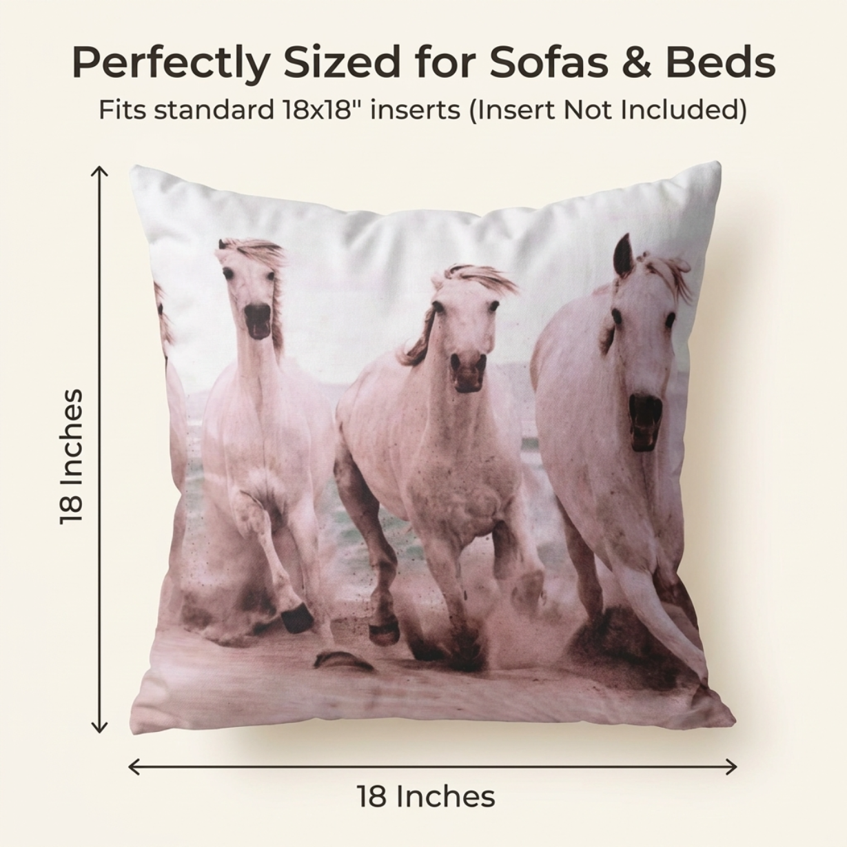 Horse Throw Pillow - 18x18 Inch Decorative Pillow Covers With Zipper Closure