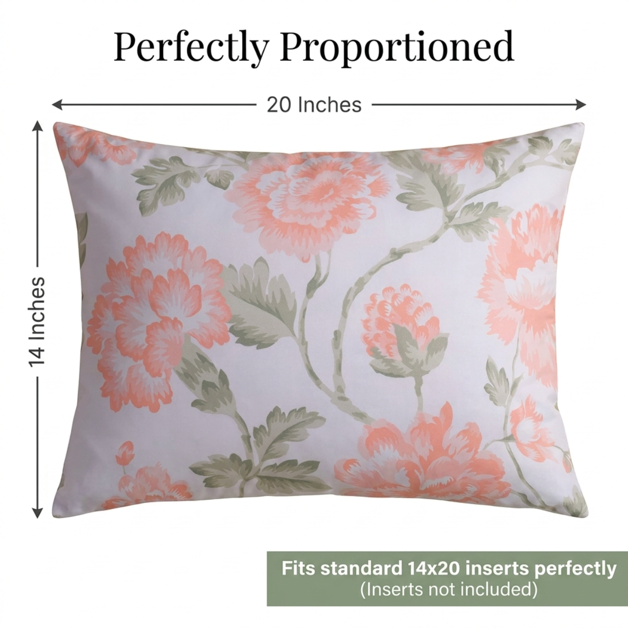 Floral Throw Pillow Covers - 14 x 20 Inches | Premium Fabric Cushion Cases