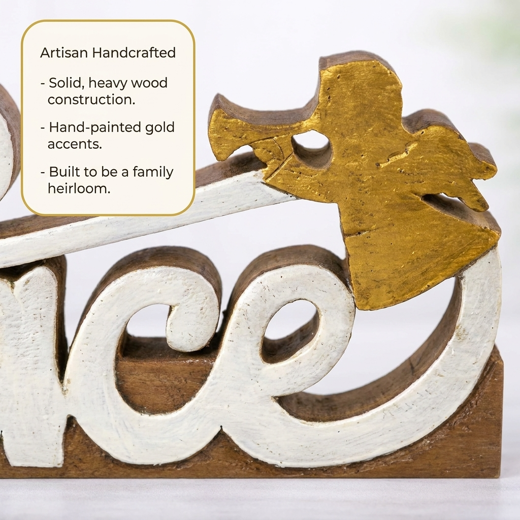 Wooden Peace Sculpture – Handcrafted Acacia Wood Sign | Rustic Home Decor Gift