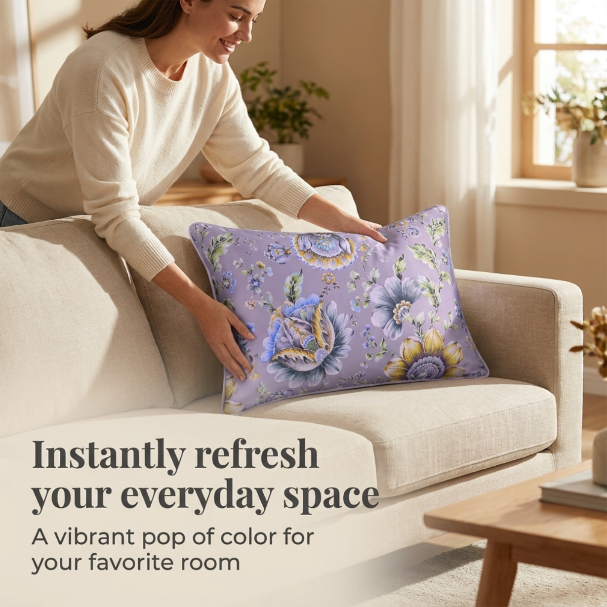 Floral Throw Pillow Covers - 14 x 20 Inches | Premium Fabric Cushion Cases