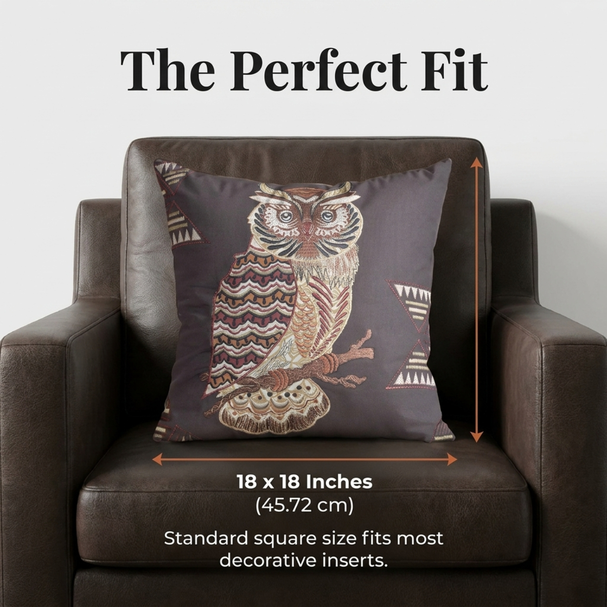 Owl Throw Pillow Covers - 18x18 Inch Decorative Polyester Cushion Covers