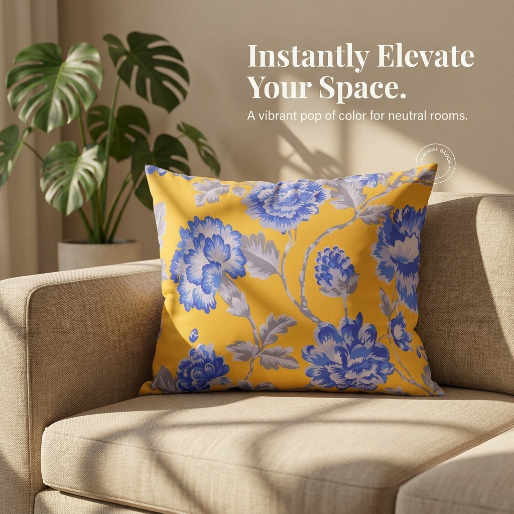 Floral Throw Pillow Covers - 14x20 Inch Decorative Cushion Covers with Zipper