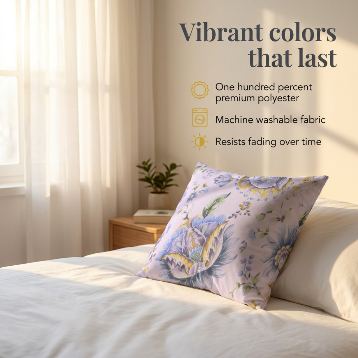 Floral Throw Pillow Covers - 20 x 20 Inches | Printed Cushion Covers With Zipper Closure