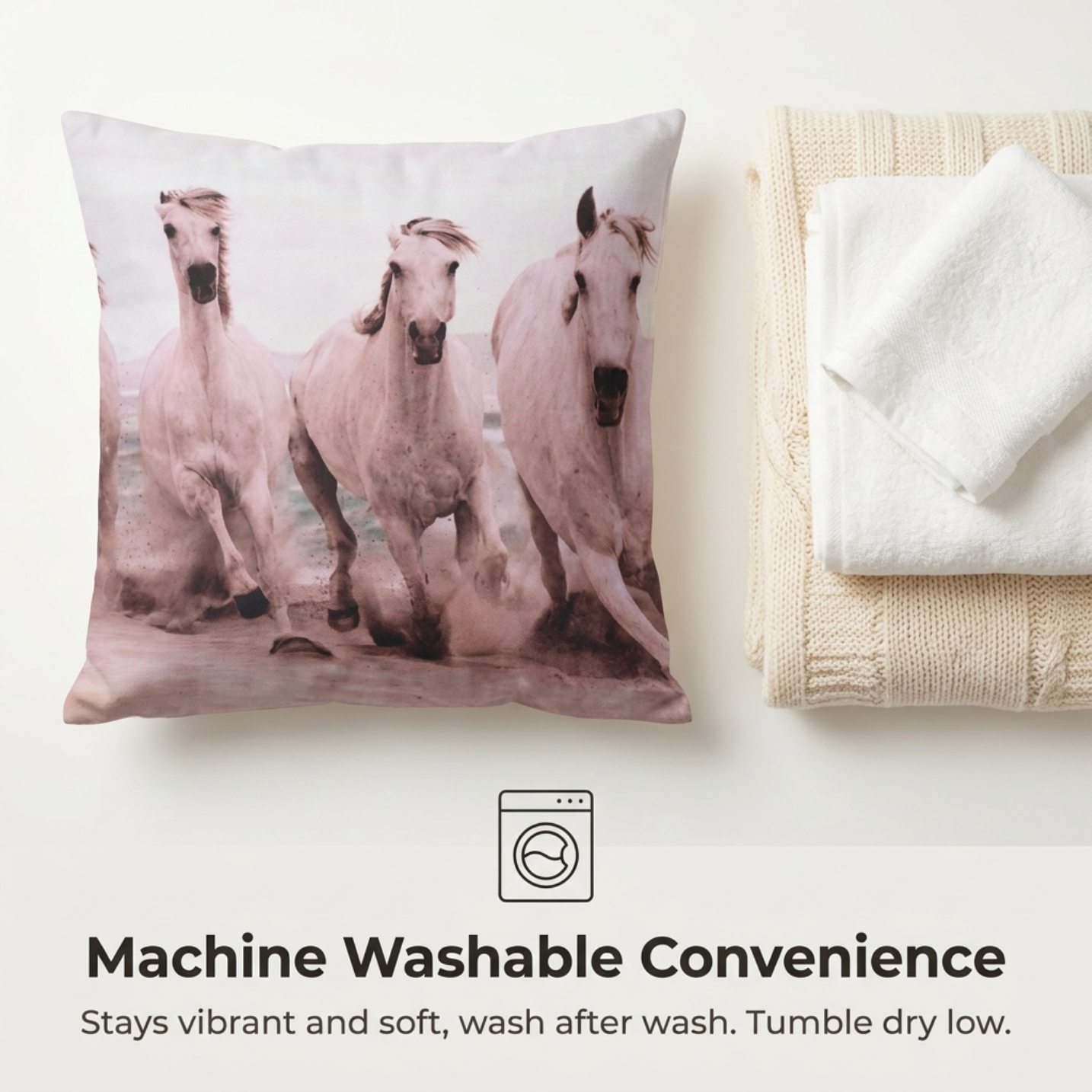 Horse Throw Pillow - 18x18 Inch Decorative Pillow Covers With Zipper Closure