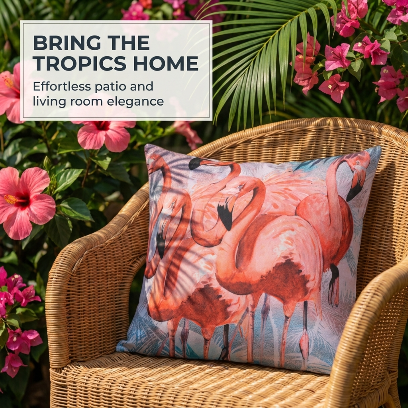 Flamingo Throw Pillow - Decorative Printed Cushion Covers 18x18 Inch with Zipper Closure
