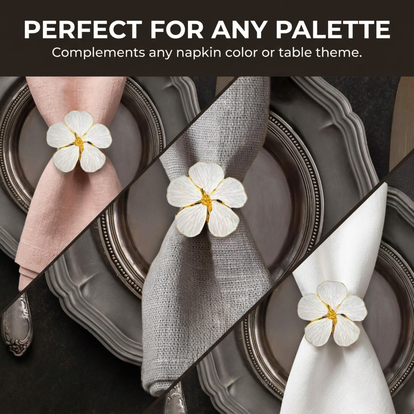 Gold Napkin Rings – Elegant Flower Design Decorative Table Napkin Holders