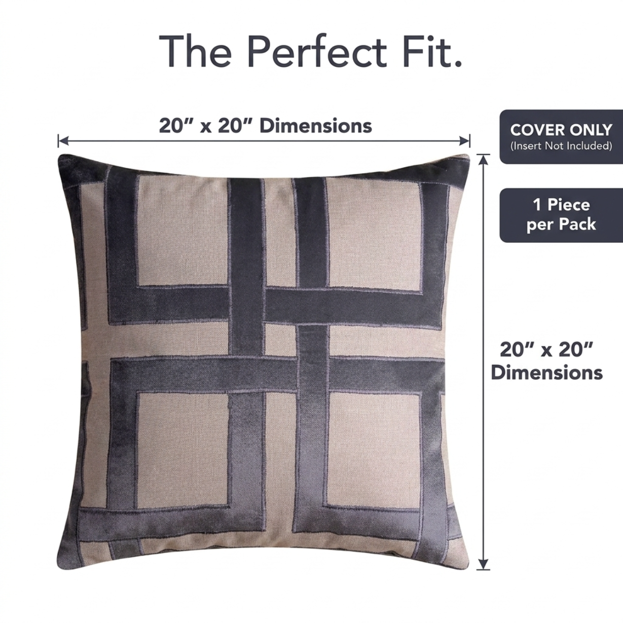 Throw Pillow Covers - Beige Brown Decorative Cushion Covers 20 x 20 Inch